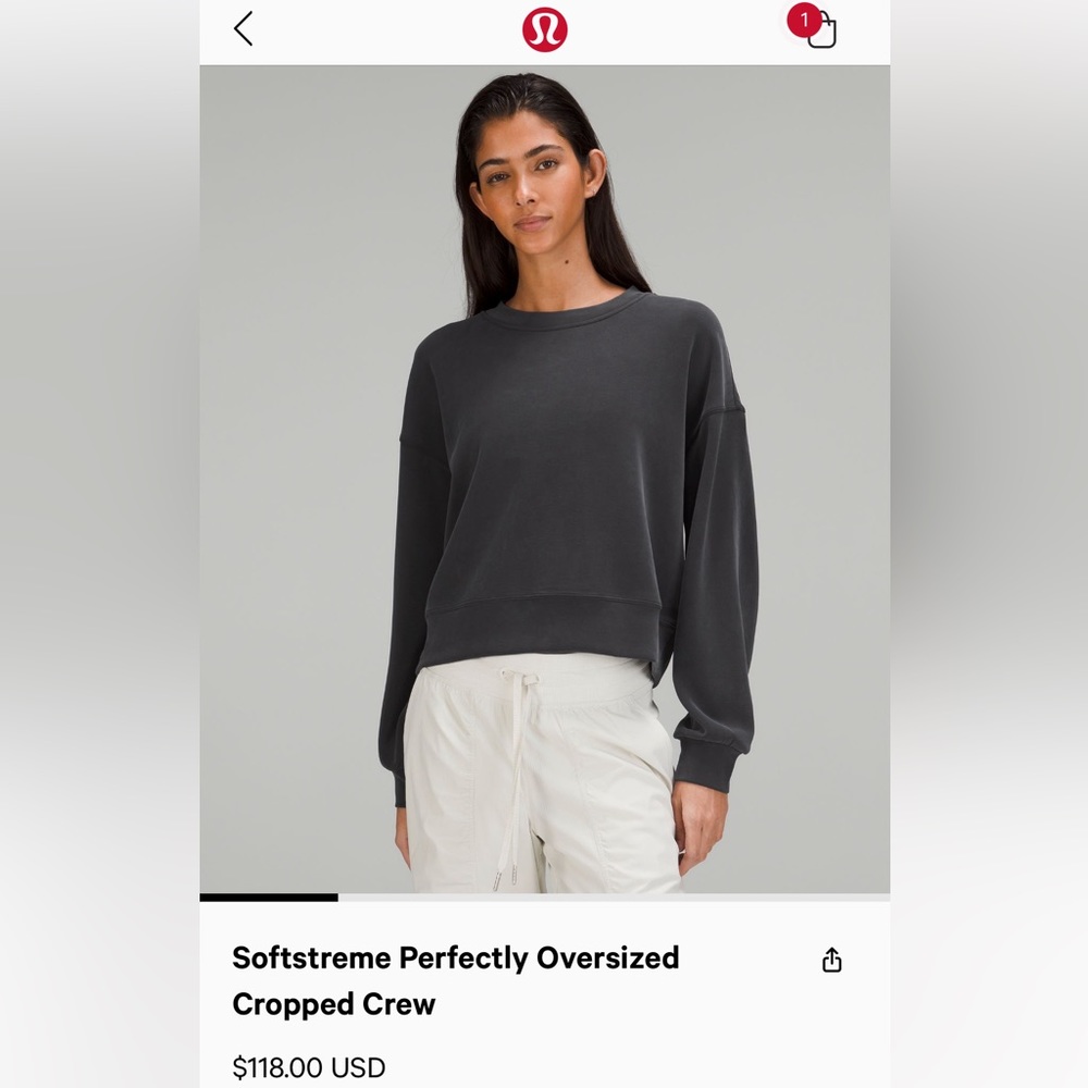 RELIST DUE TO SIZING ERROR-Lululemon softstreme perfectly oversized cropped crew